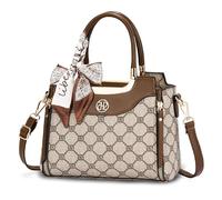 FOLOVEYA Bolso de Mujer Elegante Bolso de Mano Piel PU Bolsos Bandolera con Estampado Geométrico Bolso de Hombro Shopper Tote para Fiesta Compras Trabajo Café