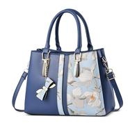 FOLOVEYA Bolsos de Mujer Elegante Bolso Señoras Colgante De Arco Bolsos Totes Bolsos de Mano Bolsos Bandolera Shopper Bolsos de Hombro PU Cuero para Compras Trabajo Citas Uso Diario Azul