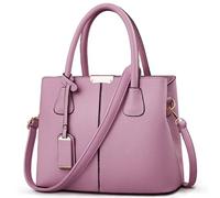 FOLOVEYA Elegante Bolsa para Mujer Bolso de Mano Clásico Bolsos Señoras Moda Bolso Bandolerade Bolso de Hombro Cuero PU para Viajar Trabajo Negocio Citas Bolso Tote Púrpura A
