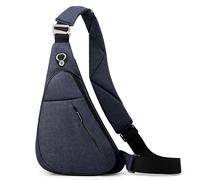 FOLOVEYA Mochila Cruzada Hombre Bolsos de Hombro Sling Bag Bolso Bandolera Pequeño Bolso de Pecho Antirobo Crossbody Bolsa Viaje Deporte Ciclismo Impermeable Poliéster Hombro Derecho Azul