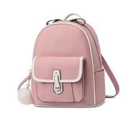 FOLOVEYA Mochila Mujer Moda Antirrobo Impermeable Mochila Convertible de Cuero PU con Gran Capacidad Multibolsillos y Pompom Bolsa de Hombro para Viaje Escuela Universidad Trabajo Diario Rosa