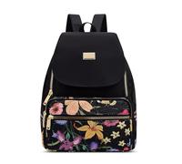 FOLOVEYA Mochila para Mujer Elegante Casual Bolso Antirrobo Impermeable Mochila de Impresión Ligero Bolsa de Hombro para Trabajo Escuela Viaje Uso Diario Grande Mochila de Poliéster Negro