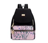 FOLOVEYA Mochila para Mujer Elegante Casual Bolso Antirrobo Impermeable Mochila de Impresión Ligero Bolsa de Hombro para Trabajo Escuela Viaje Uso Diario Grande Mochila de Poliéster Rosa