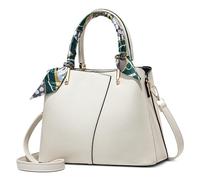 FOLOVEYA Moda Bolsa de Mujer Bolso Bandolerade Pequeño Bolso de Mano Elegante Bolso Señoras Bolso de Hombro Cuero PU Shopper Bolsos Tote para Trabajo Oficina Citas Viajar Blanco