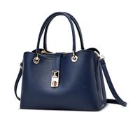 FOLOVEYA Moda Bolsa para Mujer Bolso de Mano Señoras Elegante Bolso Tote Bolso Bandolerade Bolso de Hombro Cuero PU para Viajar Trabajo Negocio Citas Azul