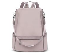 FOLOVEYA Mujer Mochila Moda Múltiples Bolsillos Antirrobo Daypack Mochila para Ordenador Portátil Bolsas de Hombro para Viajar Escolares Compras Poliéster Rosa