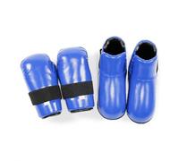 Folpus 1 Par de Guantes de Entrenamiento para Niños Guantes Protector Mano Botas Protector Pie Equipo Taekwondo con Cubierta Sintética Acolchada Forro, Azul, S