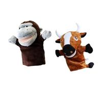 Folpus 2 Marionetas de Mano para niños, muñecos de Peluche, Juguetes para Juegos de rol, Marionetas imaginativas y Suaves para Fiestas, espectáculos y, Orangután Y Ganado