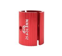 Folpus 2 Piezas Adaptador de Vástago de Bicicleta Convertidor de Diámetro de Manillar Casquillo Reductor de Vástago Manguito Reductor Fabricado con Aluminio, Rojo 25,4-31,8mm
