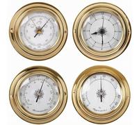 Folpus 4 Piezas Instrumento Náutico Analógico sin Baterías Manómetro Higrómetro Analógico Compacto Dispositivo Meteorológico para Oficina, Estudio