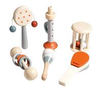 Folpus 6 Piezas Juguete Educativo de Madera Juego Sensorial Sonajero Instrumento para Bebé Fomenta Causa y Efecto y Tacto Agradable y Seguro en Madera Lisa Adecuado para Bebés y de Juego en Casa