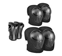 Folpus 6 Piezas Rodilleras Protectoras Infantiles Protección Niños Patinaje Bicicleta Material Resistente Adecuado para Deportes Al Aire Libre, Negro