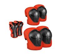 Folpus 6 Piezas Rodilleras Protectoras Infantiles Protección Niños Patinaje Bicicleta Material Resistente Adecuado para Deportes Al Aire Libre, Rojo
