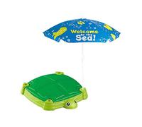 Folpus Arenero con Tapa y sombrilla para niños. Cubo con Cubierta para Juegos sensoriales en Interiores y Exteriores, Tortuga