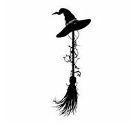 Folpus Arte de Pared Metálico Decoración de Pared Silueta Hierro Lámina Colgante Moderna Colgable Diseño Troquelado Que la Pared sin Saturar Adecuado para, Negro Escoba De Bruja