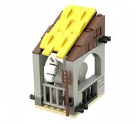 Folpus Bloque de Construcción Medieval Caballo Granja Kit Moc Modular con Paredes Texturadas y Techo Imitación Paja en Compatible con Piezas Pequeñas, Estable
