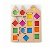 Folpus Bloques de Construcción Infantiles Juego Sensorial Set Creativo Bloques de Equilibrio Piezas de Colores Madera de con Centros Acrílicos para Percepción Visual Adecuado para Salas de Juego
