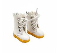 Folpus Botas para Muñecas Accesorio de Zapato con Cierre Trasero y Cordones Visibles para Figuras Articuladas Adecuado para Decoración Coleccionistas y Exposiciones , Blanco+Suela Amarilla