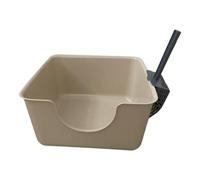 Folpus Caja de Arena para Gatos con Tapa Abierta, Bandeja de Arena para Mascotas con recogedor de Arena para Gatos, a Prueba de Salpicaduras, Orinal para, Café