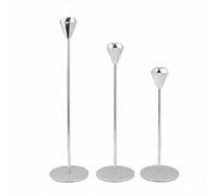 Folpus Candelero Decorativo Soporte para Velas Candelabro Portavelas Centro de Mesa Geométrico de Metal para Velas Cónicas con Base Firme Adecuado para Comedor Salón Nocturna, Silver