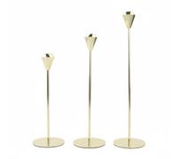 Folpus Candelero Decorativo Soporte para Velas Candelabro Portavelas Centro de Mesa Geométrico de Metal para Velas Cónicas con Base Firme Adecuado para Comedor Salón Nocturna, Imitation Gold