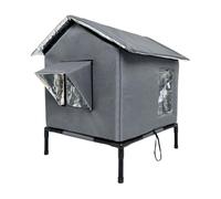 Folpus Casa para Gatos al Libre, Refugio para Gatos callejeros, protección, Tela Oxford, casa para Gatos, Tienda de campaña para Porche de Invierno, Gris, M