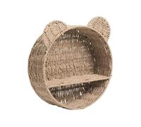 Folpus Cesta de Almacenamiento de Pared Canasta Organizador Estante Colgante Repisa Tejido Mimbre con Figura de Cara y Orejas Cuerda de Papel Apta para