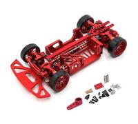 Folpus Chasis de Coche RC 1/28 Marco Eléctrico Bastidor 4WD Estructura Metálica Aleación 6061 Ajustable con Telescopio de Distancia Entre Ejes y, Rojo