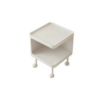 Folpus Children Bedside Cabinet de Noche Infantil Mesa Auxiliar Mesa de Noche con Luz Mesa Lateral con Estante de Acero al Carbono con Patas Estables y, 40cm X 40cm X 50cm, 40cm奶白+铁艺桌面【感应灯】
