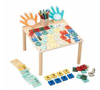 Folpus Children Learning Board Mesa Creativa Tablero Educativo Juego Multifunción Accesorio Infantil Madera Adecuado para Guarderías Salas de Juegos