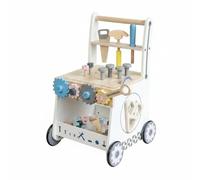 Folpus Children Learning de Aprendizaje para Bebés Carrito de Madera Juguete Didáctico con Engranajes Reloj y Piezas de Herramientas Compartimento de Almacenaje Pintura al Agua Adecuado para