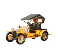 Folpus Coche Antiguo Americano Hierro Tallado Coche Miniatura Vintage Metal Sólido Artículo corativo para Oficina, Amarillo