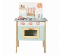 Folpus Cocina de Juguete de Madera Juego de Cocina Infantil Fregadero Horno Encimera con Accesorios Favorece Creatividad y Tareas Cotidianas Simuladas, Azul