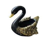 Folpus Contenedor Cisne Decorativo Cuenco Organizador Centro de Mesa Escultura Ornamental Acabado en Resina para Ordenar Pequeños Objetos Adecuado para, Negro Y Dorado