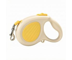 Folpus Correa Retráctil con Botón Compacta, Amarillo, 5m | Mango Ergonómico Curvado, Correa Retráctil con Mosquetón Giratorio, para s Diarios