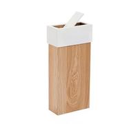 Folpus Cubo con Tapa Abatible Resistente Papelera Estrecha Rectangular con Tapa Ergonómico Papelera Rectangular 25 L para Dormitorio, Marrón Claro
