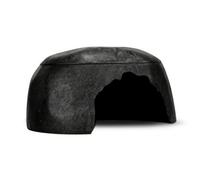 Folpus Cueva con Tapa Ajustable Segura | con Relieve, Refugio Plástico para Reptiles, Húmedo, Terrario, Tortugas, Negro, Pequeño