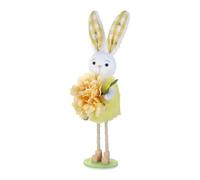 Folpus Decoración de Pascua con Forma de Conejo de Pie, Centro de Mesa Decorativo con Forma de Muñeco Y Flor, Adorno de Conejo para Repisa de Chimenea de EST, Amarillo, Individual