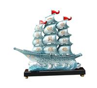 Folpus Estatua de Chino, Modelo de Barco, Escultura, Pieza Central, Estatuilla de de Resina, Adorno Feng Shui para Repisa de Encimera, Azul, Individual