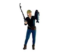 Folpus Figura de Pesca a Escala 1/64 Tiny People Model de Escena en Miniatura Crafts Collectable Craft Fishing Carpiling Ornament de Resina, con Pescado