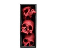 Folpus Figuras de Resina Decoración Librería Inserto Gótico Estantería Escultura de Cráneo Estética Adecuada para Decoración de Oficina Colección de Terror, Rojo, 15 Cm