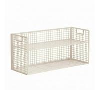 Folpus Gabinete para Ventana con Estantería Doble Organizador Compacto Rack Vertical Abierto Estructura de Metal y Madera Adecuado para Cocina Vestíbulo Oficina Hogar, 2-Tier Small, Black Grid