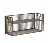 Folpus Gabinete para Ventana con Estantería Doble Organizador Compacto Rack Vertical Abierto Estructura de Metal y Madera Adecuado para Cocina Vestíbulo Oficina Hogar, 2-Tier Large, Black Teak