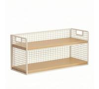 Folpus Gabinete para Ventana con Estantería Doble Organizador Compacto Rack Vertical Abierto Estructura de Metal y Madera Adecuado para Cocina Vestíbulo Oficina Hogar, 2-Tier Large, White Wood
