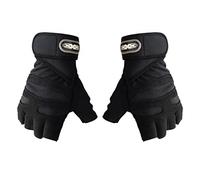 Folpus Guantes Deportivos de Ciclismo Palma Acolchada Guantes Medios Ajustables Livianos con Tejido Suave Absorbe Vibración Adecuados para Deporte, Negro M