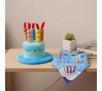 Folpus Industrial Hat Sombrero Cumpleaños con Babero para de Porche con Motivo de Pastel y Gráficos Festivos de Material Suave Ligero con Cintas Adecuado, Azul, Color to 1