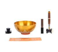 Folpus Juego de cuencos tibetanos para cantar, cuenco artesanal, adorno tradicional con varillas para salón de té, atención plena, escritorio, D5