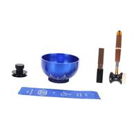 Folpus Juego de cuencos tibetanos para cantar, cuenco artesanal, adorno tradicional con varillas para salón de té, atención plena, escritorio, A5