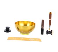 Folpus Juego de cuencos tibetanos para cantar, cuenco artesanal, adorno tradicional con varillas para salón de té, atención plena, escritorio, E5