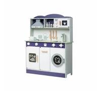 Folpus Juguete Cocina Infantil Kit de Juego Madera Cocina Simulada Elementos como Hornilla Fregadero y Accesorios con Efectos Apto para Jugar Aprendizaje Decoración del Hogar, Oscuro